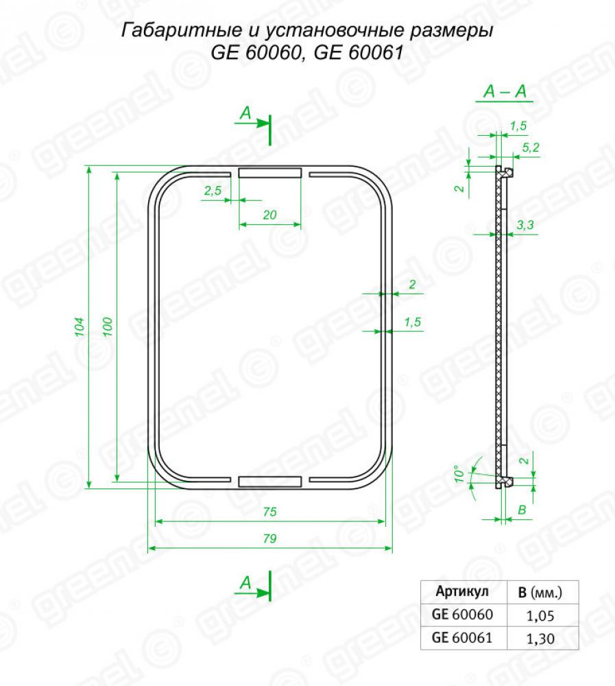 Стекло пластиковое104х79мм, для электрощитов 1-1, 2мм толщ.(10/500шт)